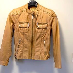 Michael by Michael Kors Beige leather Moto jacket